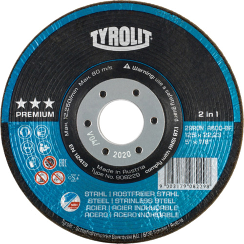 Meule &agrave; moyeu d&eacute;port&eacute; Rondeller, 4-1/2", 36 Grain, 7/8", 13 300 Tr/min, Type 29 Helyx Safety & Industrial Supplies
