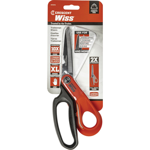 Heavy-Duty Titanium Coated Tradesman Shears, 10", Rings Handle Helyx Safety & Industrial Supplies