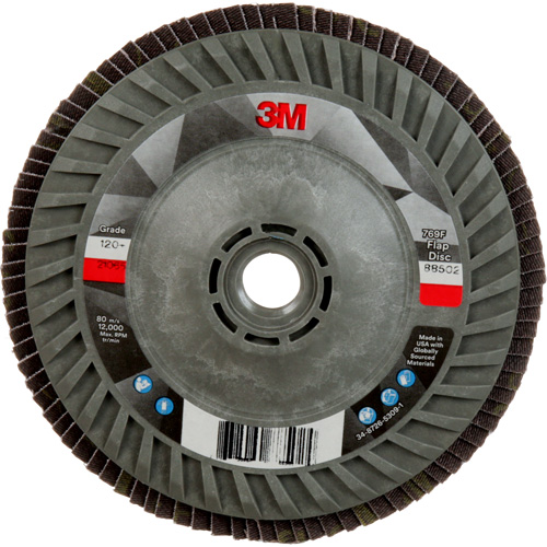 Disque &agrave; lamelles &agrave; changement rapide 769F, 5" x 5/8"-11, Type 27, Grain 120+, C&eacute;ramique Helyx Safety & Industrial Supplies