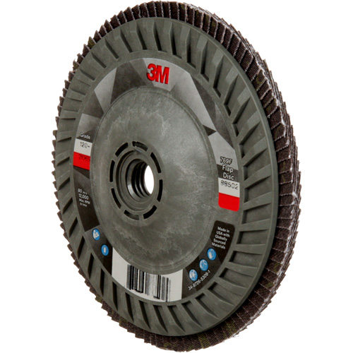 Disque &agrave; lamelles &agrave; changement rapide 769F, 5" x 5/8"-11, Type 27, Grain 120+, C&eacute;ramique Helyx Safety & Industrial Supplies