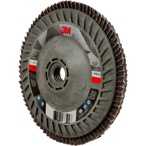 Disque &agrave; lamelles &agrave; changement rapide 769F, 5" x 5/8"-11, Type 27, Grain 60+, C&eacute;ramique Helyx Safety & Industrial Supplies