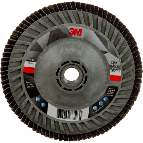 Disque &agrave; lamelles &agrave; changement rapide 769F, 5" x 5/8"-11, Type 27, Grain 80+, C&eacute;ramique Helyx Safety & Industrial Supplies