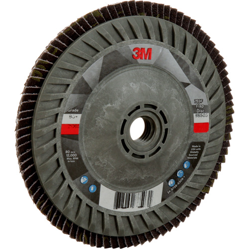 Disque &agrave; lamelles &agrave; changement rapide 769F, 5" x 5/8"-11, Type 27, Grain 80+, C&eacute;ramique Helyx Safety & Industrial Supplies