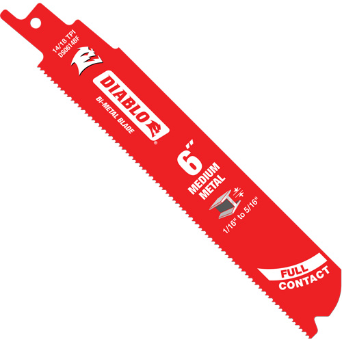 Medium Metal Reciprocating Saw Blade, Bi-Metal, 14-18 TPI, 6" L x 1" W Helyx Safety & Industrial Supplies