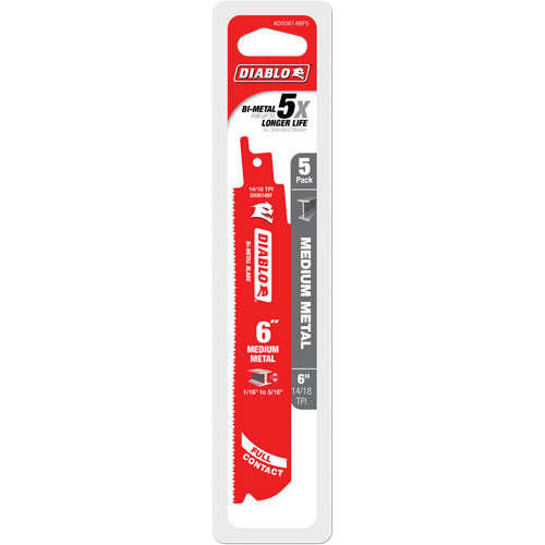 Medium Metal Reciprocating Saw Blade, Bi-Metal, 14-18 TPI, 6" L x 1" W Helyx Safety & Industrial Supplies