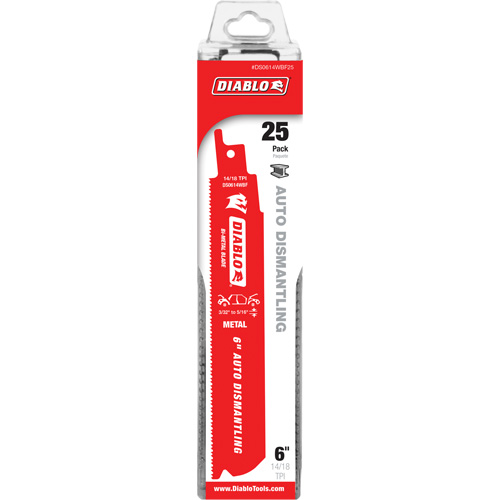 Reciprocating Blade for Auto Dismantling, Bi-Metal, 14-18 TPI, 6" L x 1" W Helyx Safety & Industrial Supplies