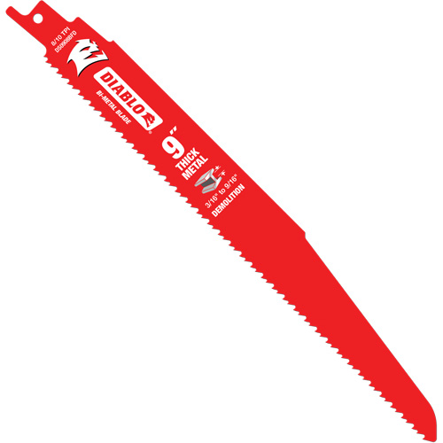 Reciprocating Blade for Thick Metal/Demolition, Bi-Metal, 8-10 TPI, 9" L Helyx Safety & Industrial Supplies