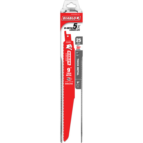 Reciprocating Blade for Thick Metal/Demolition, Bi-Metal, 8-10 TPI, 9" L Helyx Safety & Industrial Supplies