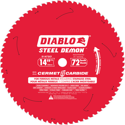 Steel Demon Cermet II Circular Saw Blade, 14", 72 Teeth, Metal Use Helyx Safety & Industrial Supplies