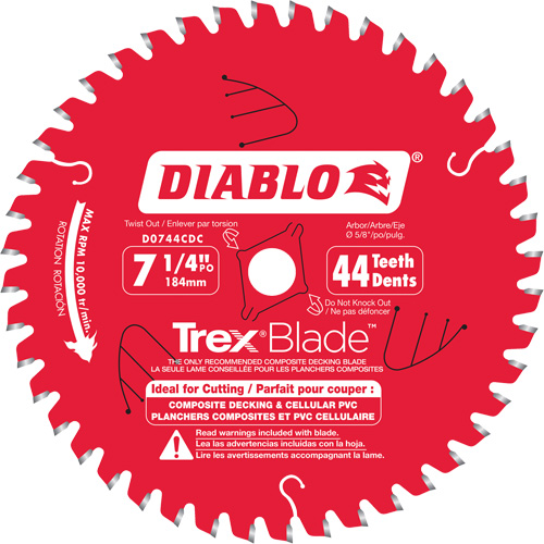 Trex&reg; Blade Cutting Saw Blade, 7-1/4", 44 Teeth, Plastic/Composite Decking Use Helyx Safety & Industrial Supplies
