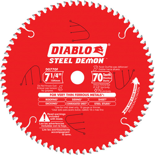 Lame de scie &agrave; d&eacute;couper Steel Demon, 7-1/4", 70 dents, Pour M&eacute;tal Helyx Safety & Industrial Supplies