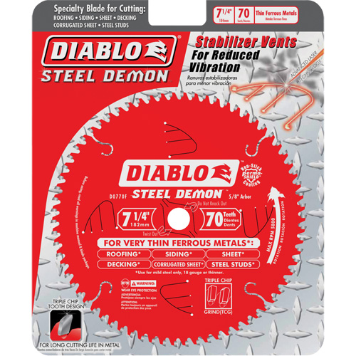 Lame de scie &agrave; d&eacute;couper Steel Demon, 7-1/4", 70 dents, Pour M&eacute;tal Helyx Safety & Industrial Supplies