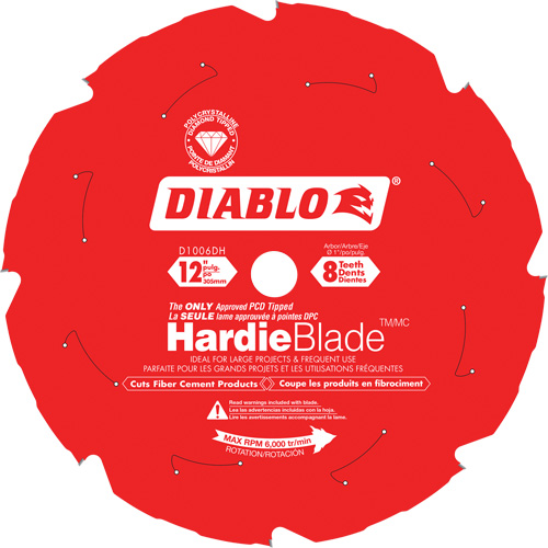 Lame de scie &agrave; d&eacute;couper HardieBlade, 12", 8 dents, Pour B&eacute;ton de fibre Helyx Safety & Industrial Supplies