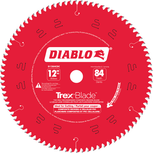 Trex&reg; Blade Cutting Saw Blade, 12", 84 Teeth, Plastic/Composite Decking Use Helyx Safety & Industrial Supplies