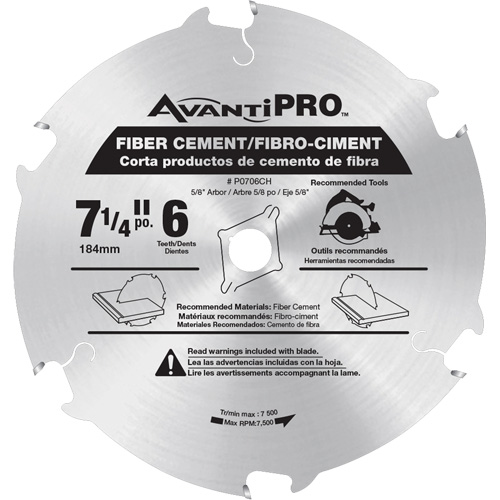 AvantiPro Cutting Saw Blade, 7-1/4", 6 Teeth, Fibre Cement Use Helyx Safety & Industrial Supplies
