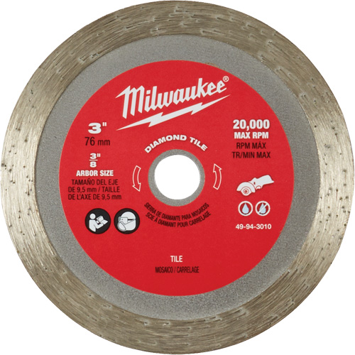 Tile Blade, 3" x 3/8" Arbor, Diamond, 20000 RPM Helyx Safety & Industrial Supplies