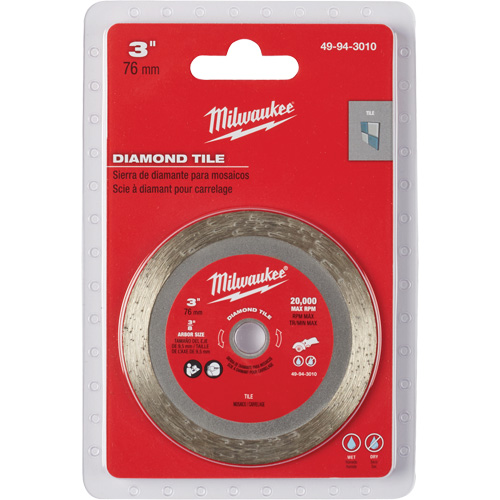 Tile Blade, 3" x 3/8" Arbor, Diamond, 20000 RPM Helyx Safety & Industrial Supplies