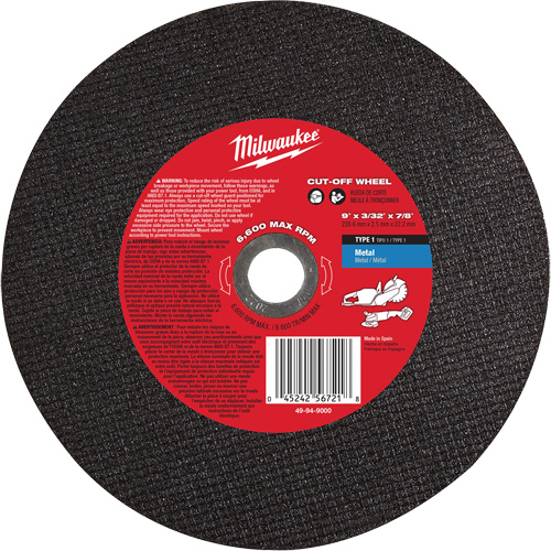 Cut-Off Wheel, 9" x 3/32", 7/8" Arbor, Type 1, 6600 RPM Helyx Safety & Industrial Supplies