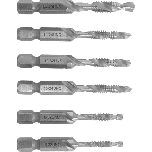 6-32 to 1/4-20 Drill Tap Set, 6 Pieces Helyx Safety & Industrial Supplies