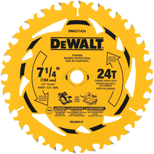 Lame de scie circulaire, 7-1/4", 24 dents, Pour Bois Helyx Safety & Industrial Supplies
