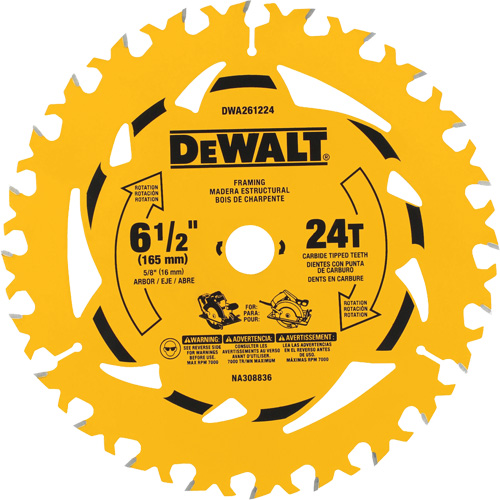 Lame de scie circulaire &agrave; charpente &agrave; pointe au carbure, 6-1/2", 24 dents, Pour Bois Helyx Safety & Industrial Supplies