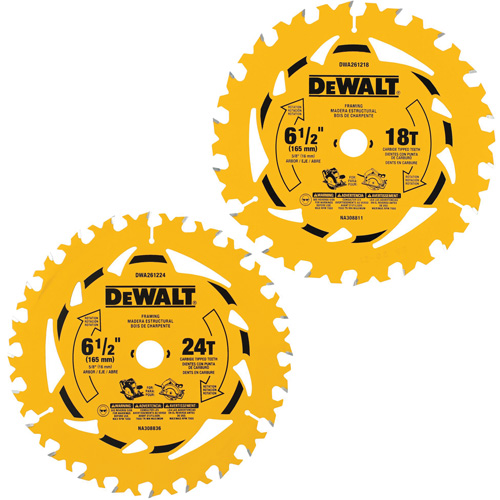 Assortiment de lames de scie circulaire, 6-1/2", 18/24 dents, Pour Bois Helyx Safety & Industrial Supplies