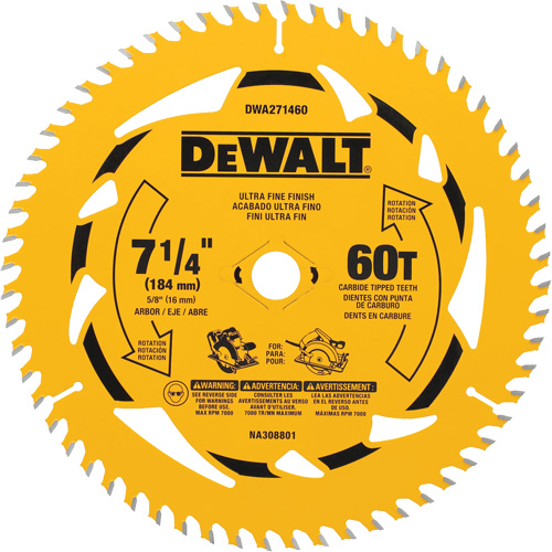 Circular Saw Blade, 7-1/4", 60 Teeth, Wood Use Helyx Safety & Industrial Supplies