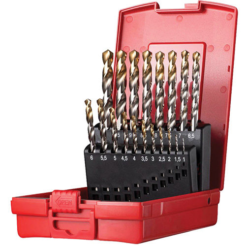 Jeu de forets s&eacute;rie courte, 19 morceaux, Acier rapide Helyx Safety & Industrial Supplies