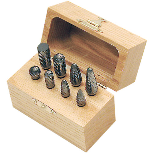 CBK-8 Carbide Bur Set in Wooden Box, 8 Pieces Helyx Safety & Industrial Supplies