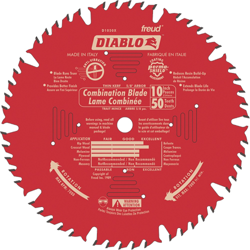 Contractor Saw Blades - Combination Saw Blades, 10", 50 Teeth, Wood Use Helyx Safety & Industrial Supplies
