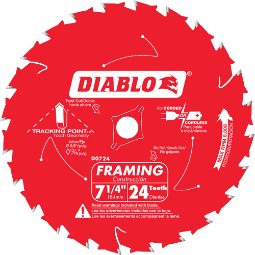 Framing Saw Blade, 7-1/4", 24 Teeth, Wood Use Helyx Safety & Industrial Supplies