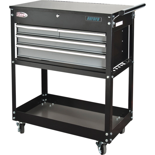 Utility Cart, 4 Drawers, 18" L x 33" W x 39" H, Black Helyx Safety & Industrial Supplies