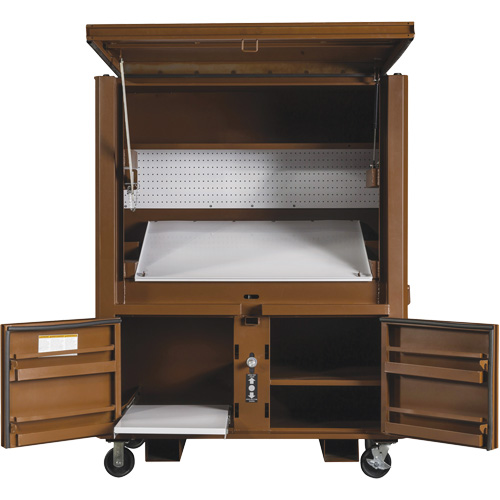Coffre de chantier et surface de travail sur le terrain, 33" la x 63" p x 80" h, Acier, Rouge Helyx Safety & Industrial Supplies