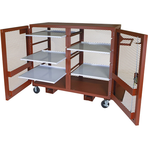 Armoire mobile en treillis, Acier, 49 pi³, Rouge Helyx Safety & Industrial Supplies