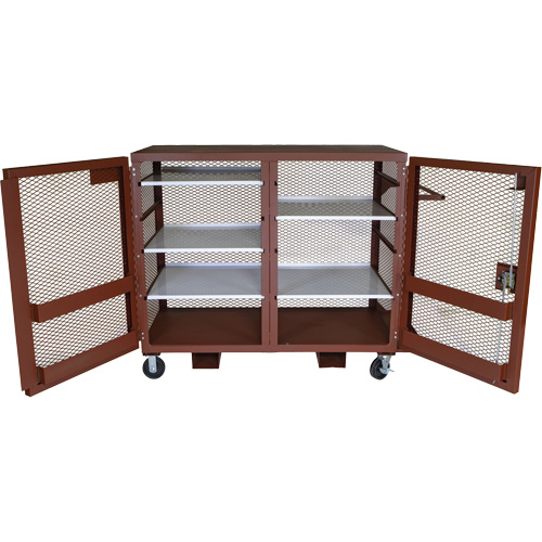 Armoire mobile en treillis, Acier, 49 pi³, Rouge Helyx Safety & Industrial Supplies