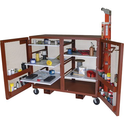 Armoire mobile en treillis, Acier, 49 pi³, Rouge Helyx Safety & Industrial Supplies