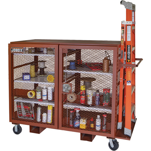 Armoire mobile en treillis, Acier, 49 pi³, Rouge Helyx Safety & Industrial Supplies
