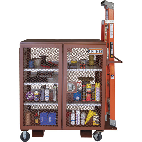 Armoire mobile en treillis, Acier, 37 pi³, Rouge Helyx Safety & Industrial Supplies