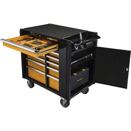 Powered Tool Cart, 11 Drawers, 42-1/2" W x 24-7/16" D x 41" H, Black/Orange Helyx Safety & Industrial Supplies