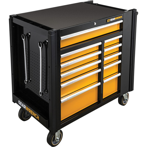 Powered Tool Cart, 11 Drawers, 42-1/2" W x 24-7/16" D x 41" H, Black/Orange Helyx Safety & Industrial Supplies
