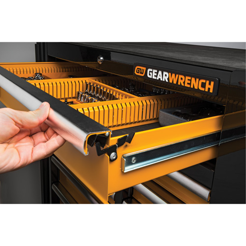 Powered Tool Cart, 11 Drawers, 42-1/2" W x 24-7/16" D x 41" H, Black/Orange Helyx Safety & Industrial Supplies