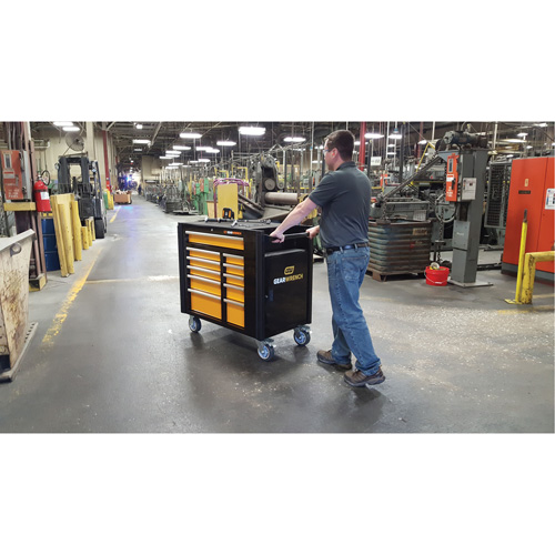 Powered Tool Cart, 11 Drawers, 42-1/2" W x 24-7/16" D x 41" H, Black/Orange Helyx Safety & Industrial Supplies