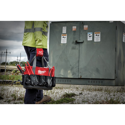 Utility Oval Bag, Ballistic Nylon, 24 Pockets, Black/Red Helyx Safety & Industrial Supplies