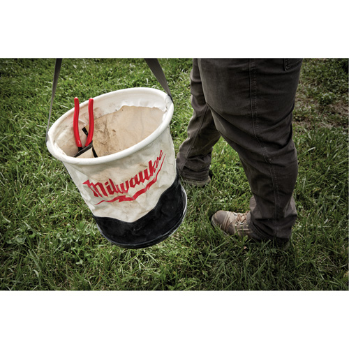 Utility Bucket, 11-4/5" L x 11-4/5" W x 14-3/5" H, Canvas, Beige/Black Helyx Safety & Industrial Supplies