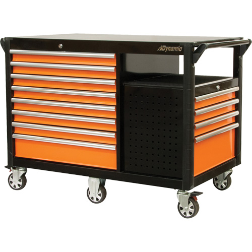 Chariot industriel, 12 tiroirs, 31-5/8" lo x 52-1/2" la x 40-1/4" h, Noir/Orange Helyx Safety & Industrial Supplies