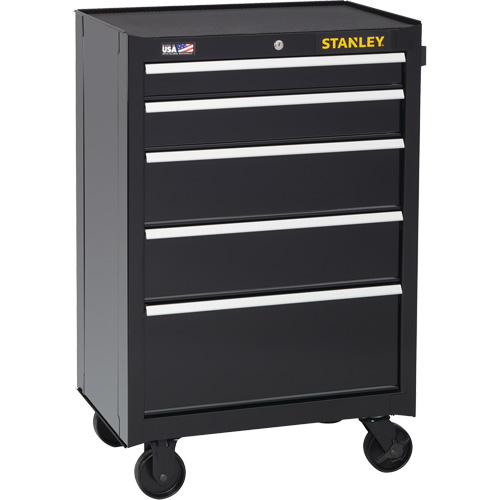 300 Series Rolling Tool Cabinet, 5 Drawers, 26-1/2" W x 18" D x 40-1/2" H, Black Helyx Safety & Industrial Supplies