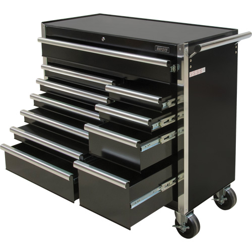 Industrial Tool Cart, 11 Drawers, 41" W x 18-3/4" D x 39-1/3" H, Black Helyx Safety & Industrial Supplies