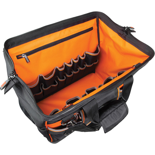 Tradesman Pro Wide-Open Tool Bag, Ballistic Nylon, 42 Pockets, Black Helyx Safety & Industrial Supplies