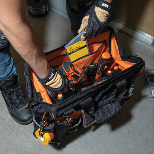 Tradesman Pro Wide-Open Tool Bag, Ballistic Nylon, 42 Pockets, Black Helyx Safety & Industrial Supplies