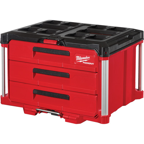 Packout 3-Drawer Tool Box, 16-1/3" x 14-1/3" x 22-1/5", Black/Red Helyx Safety & Industrial Supplies
